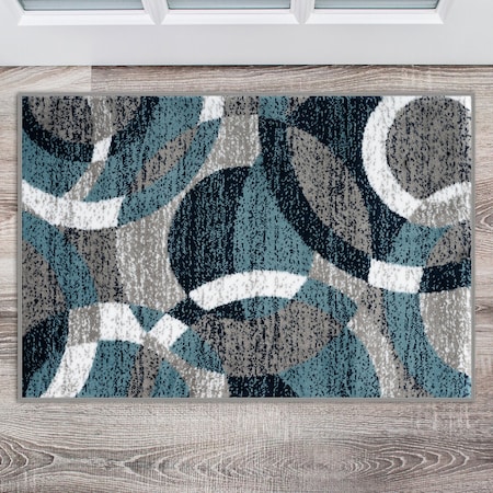 World Rug Gallery Contemporary Abstract Circles Soft Area Rug 2' x 3' Blue 105BLUE2X3